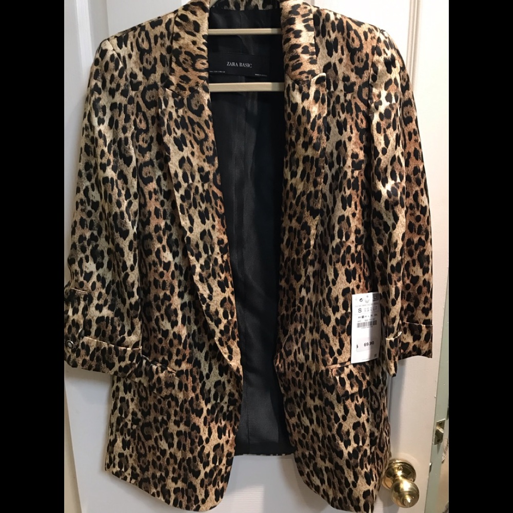Zara Leopard Blazer, Small NWT